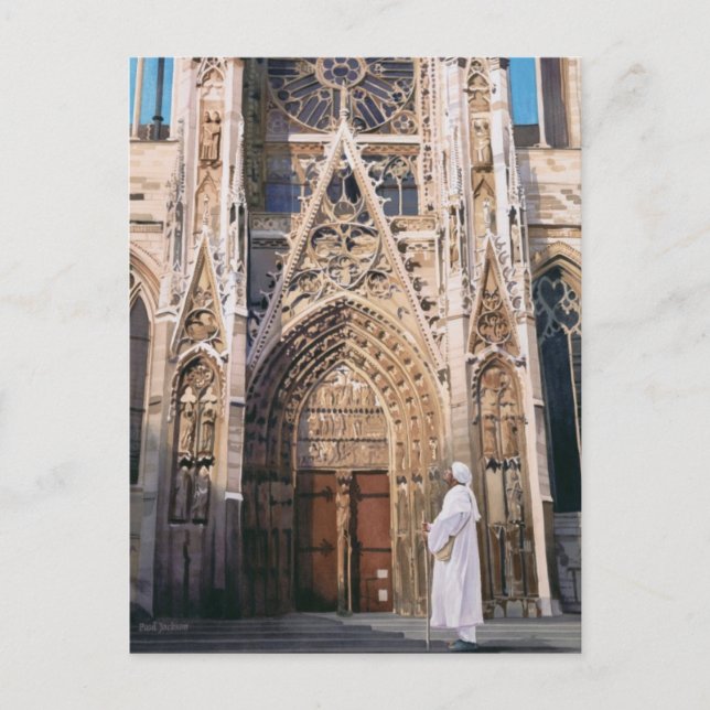"Pilgrimage" Chartres Cathedral Watercolor Postcard (Front)
