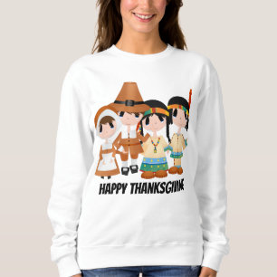 Pilgrims and Indians Thanksgiving Holiday Sweatshirt