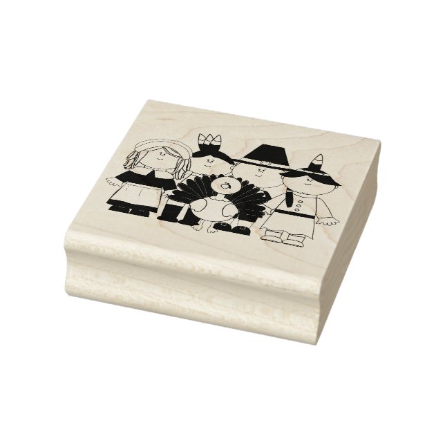 Pilgrims and Turkey Rubber Stamp (Stamp)