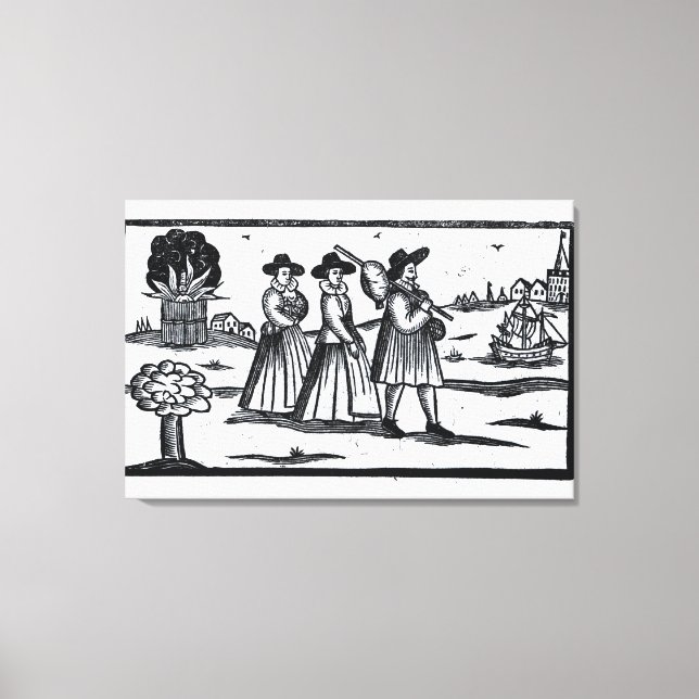 Pilgrims set sail on the Mayflower Canvas Print (Front)