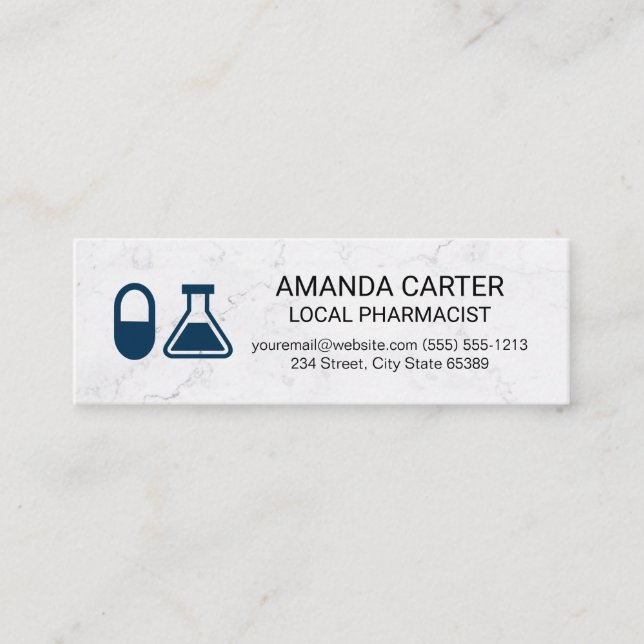 Pill and Beaker | Pharmaceutical Mini Business Card (Front)
