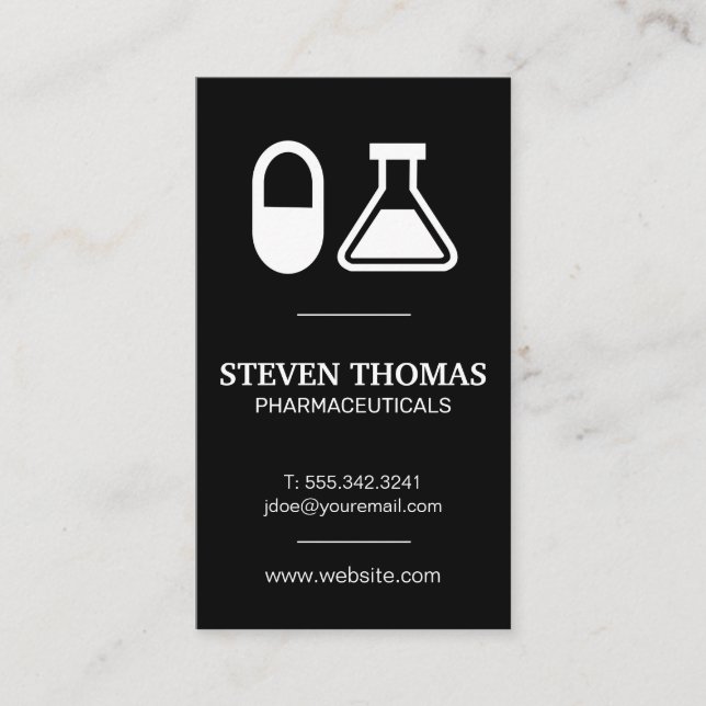 Pill and Beaker | Pharmacist Business Card (Front)