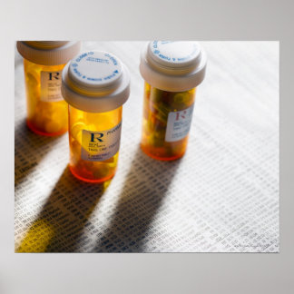 Pill bottles on stock page poster