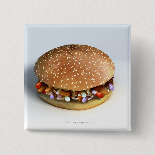 Pill Burger 15 Cm Square Badge (Front)