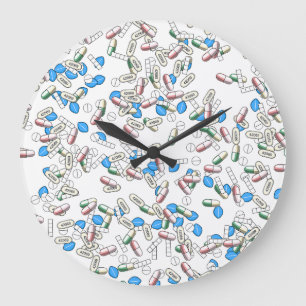 Pill Sprinkles Pattern Large Clock