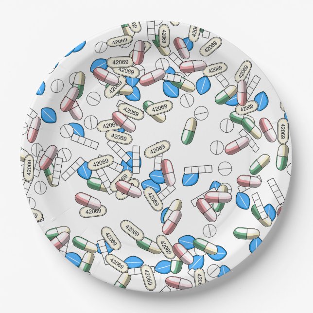 Pill Sprinkles Pattern Paper Plate (Front)