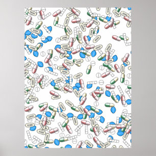 Pill Sprinkles Pattern Poster