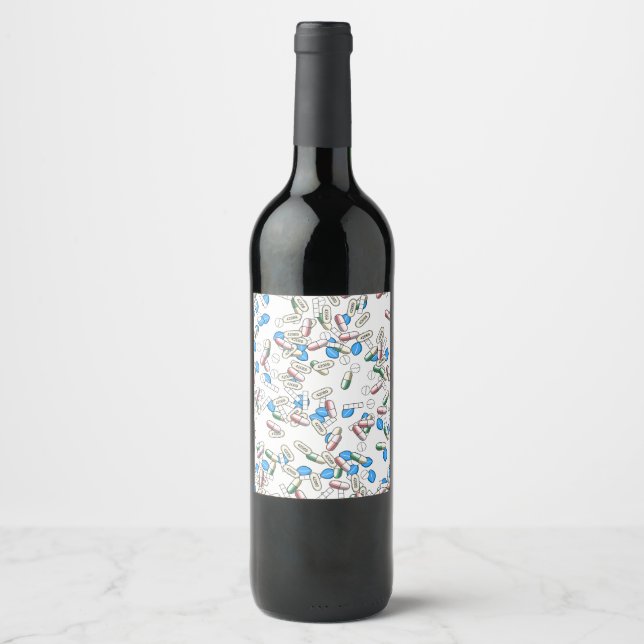 Pill Sprinkles Pattern Wine Label (Front)