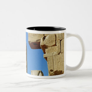 Pillars decorated with stylised lotus Two-Tone coffee mug