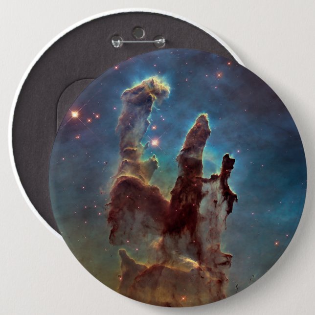 Pillars of Creation, Eagle Nebula Hubble Space 6 Cm Round Badge (Front & Back)