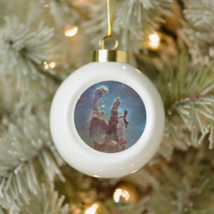 Pillars of Creation, Eagle Nebula Hubble Space Ceramic Ball Christmas Ornament