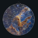 Pillars of Creation Eagle Nebula Webb Telescope Dartboard<br><div class="desc">Webb image of the Pillars of Creation in the Eagle Nebula: In this cosmic dance of creation and destruction, towering tendrils of gas and dust twist through the Eagle Nebula, sculpted by fierce stellar winds and bathed in the ethereal glow of newborn stars. These are the Pillars of Creation, where...</div>