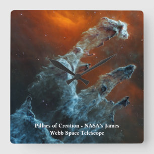 Pillars of Creation James Webb Space Telescope Square Wall Clock