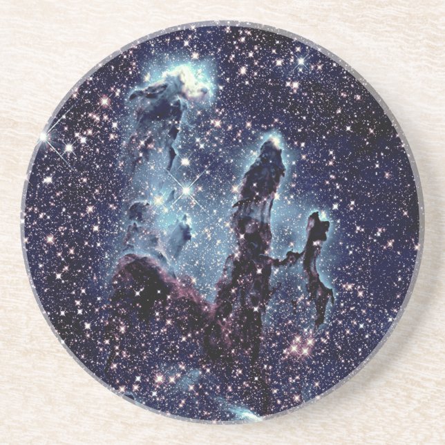 Pillars of Creation Nebula Blue Slate Coaster (Front)