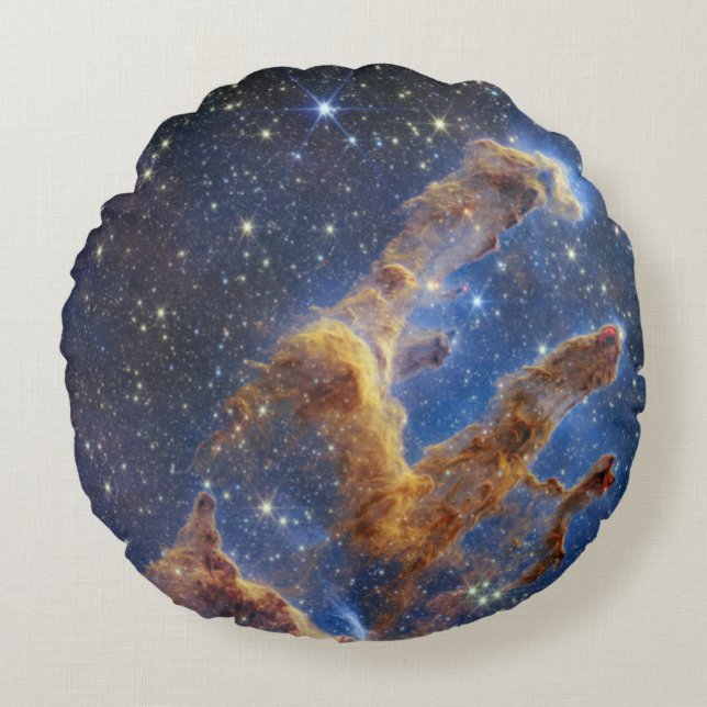 Pillars of Creation Webb space Telescope Nircam Round Cushion (Front)