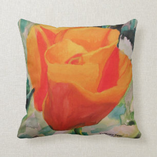 Pillow, 16x16 "California Poppy" by ALarsenArtist Cushion