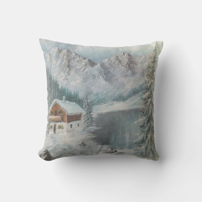 Pillow Ann Hayes Painting Bavarian Snow Dream (Front)