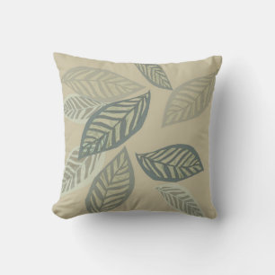 pillow artistic leaf art abstract design on grey