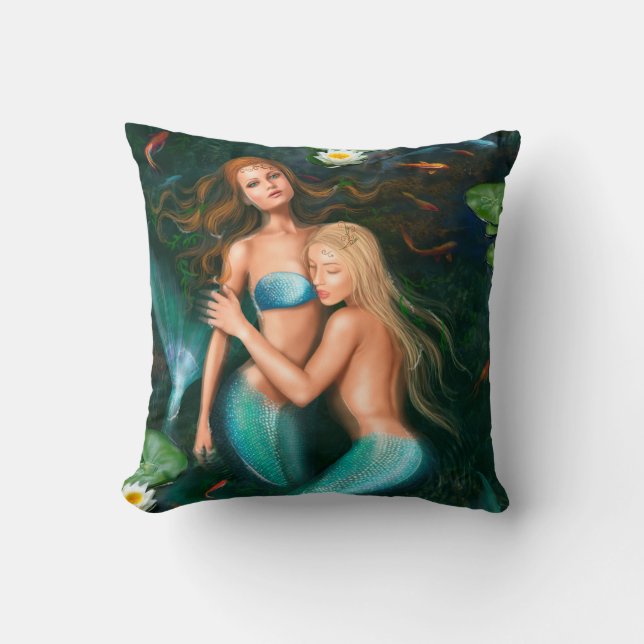 Pillow Beautiful fantasy princess mermaids (Front)