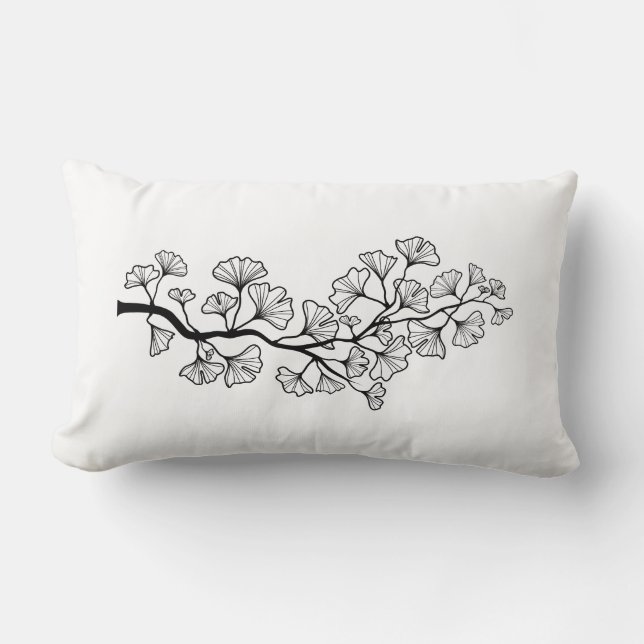 pillow black ginkgo tree with leaves (Front)