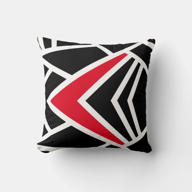 Pillow black, white & red in modern abstract style (Front)