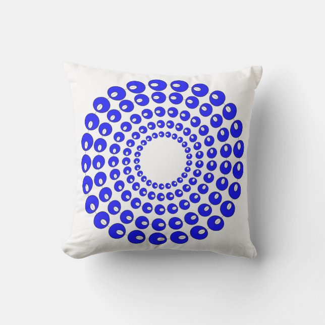 Pillow - Blue Beads in Concentric Circles (Front)