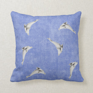 Pillow blue velvet dolphin