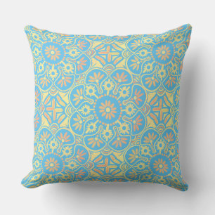 Pillow Boho Medallion yellow-light blue