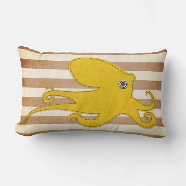 Pillow: Brown & Yellow Octopus Lumbar Cushion (Front)