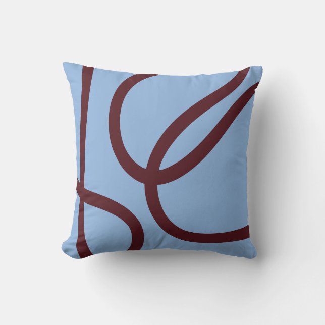 Pillow - Burgundy Lines on Blue (Front)