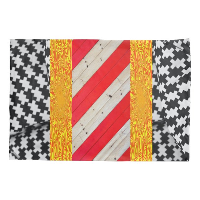 Pillow Case Black Gold Yellow Red (Back)