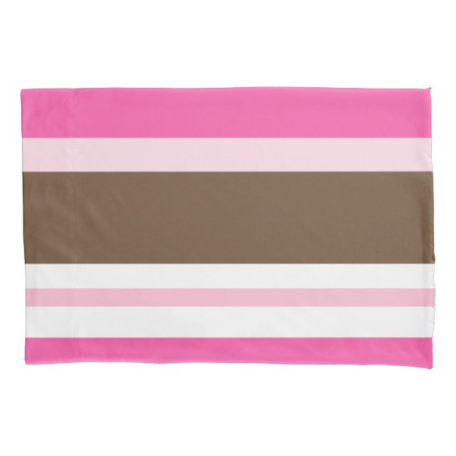 Pillow Case Brown & Pink Stripe (Front)