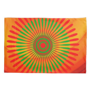Pillow Case Green Red Circular