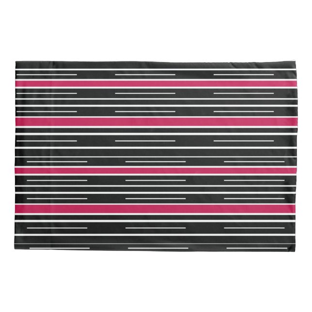 Pillow Case Pink Black White Stripe (Back)