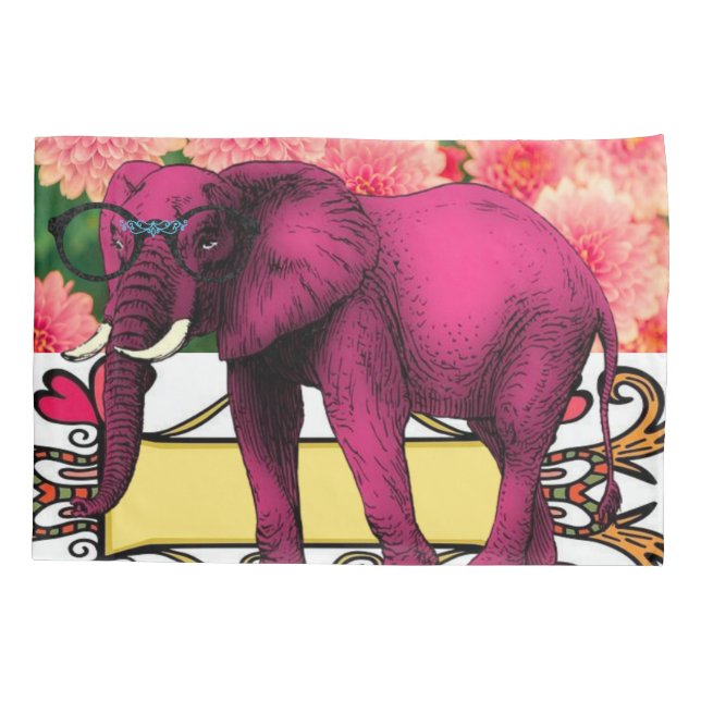Pillow Case Purple Elephant  (Back)