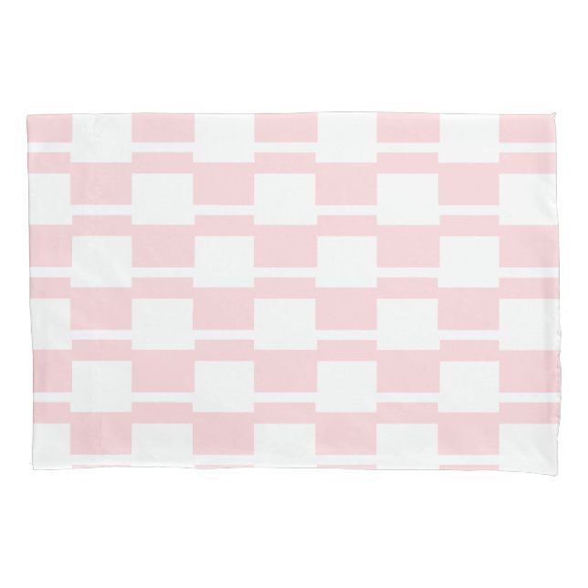 Pillow Case Stripe White and Pink Square (Front)