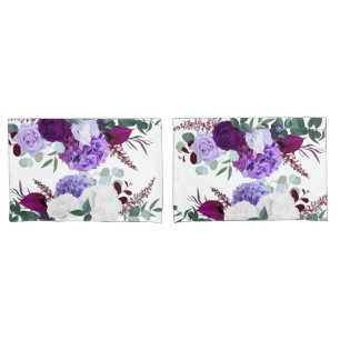 Pillow Cases Lavender Hibiscus on White