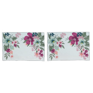 Pillow Cases Tropical Flower on Blue Ombre