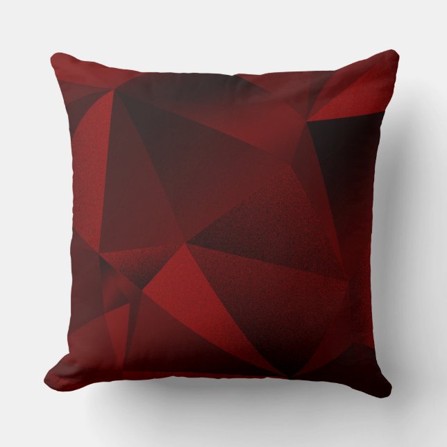 Pillow Crimson Faceted Geometric Diamond Throw (Front)