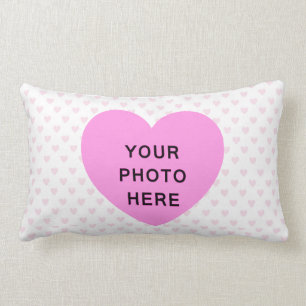 ♥ PILLOW CUSHION pink white hearts polka dot pho