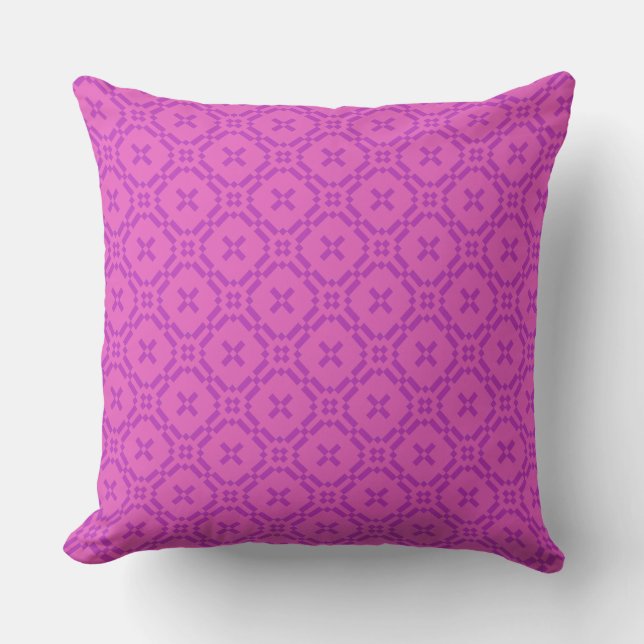 Pillow Cushion Welsh Tapestry Pattern Magenta Pink (Front)