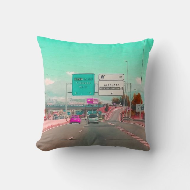 Pillow decorated with the Spanish highway (Front)