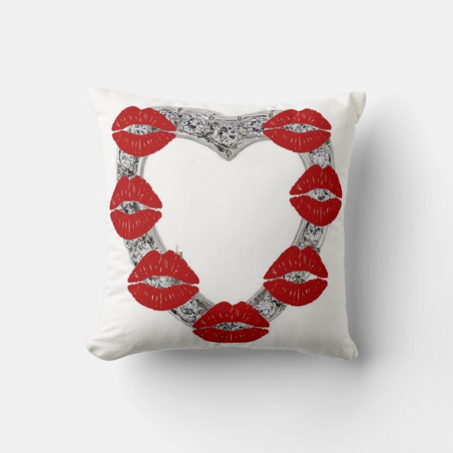 Pillow Diamond Heart With  Kisses (Front)