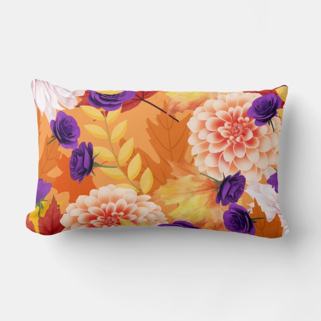 Pillow, Fall Flowers Lumbar Cushion (Front)