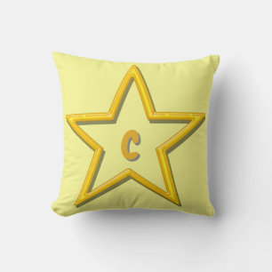Pillow - Gold Star with Initial