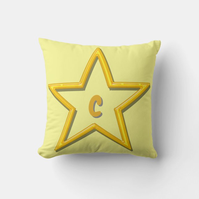 Pillow - Gold Star with Initial (Front)