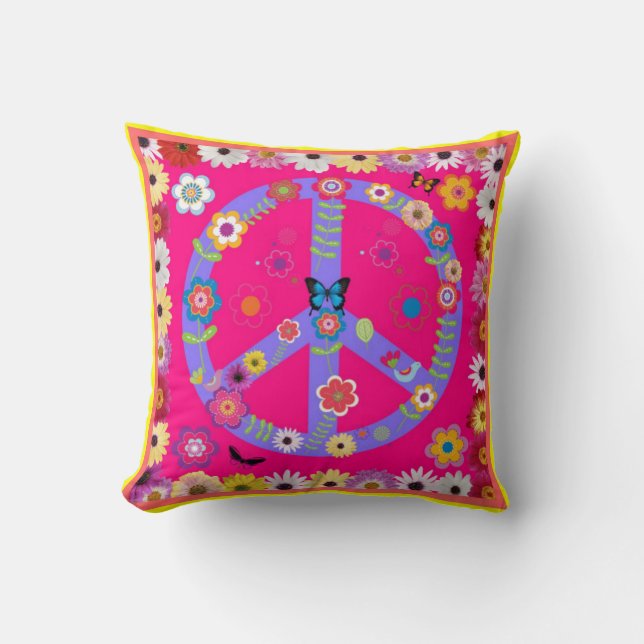 Pillow - Groovy Timz Retro Peace Symbol Pillow (Front)