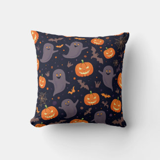 Pillow (Halloween pattern carved pumpkins)