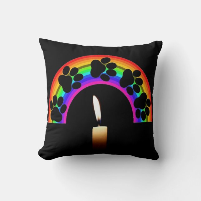 Pillow Heart Paws On A Rainbow With Candle (Front)