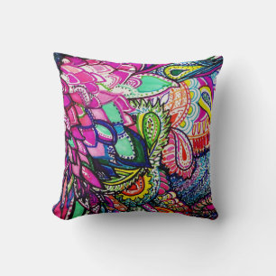 Pillow Hummingbird Zen Tangle by Michele Zurine